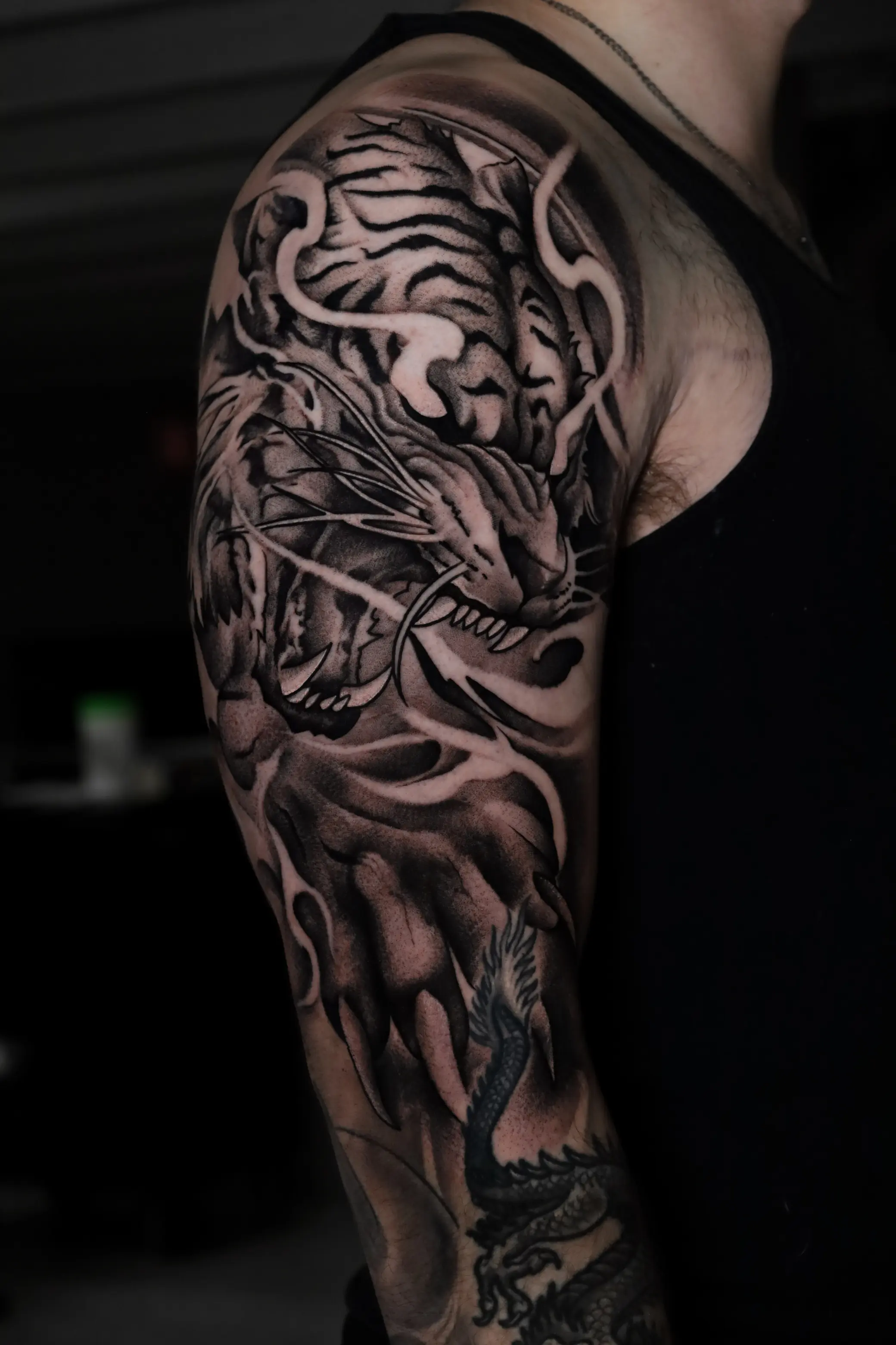 Black and grey realism tattoo by Taylor Tharp